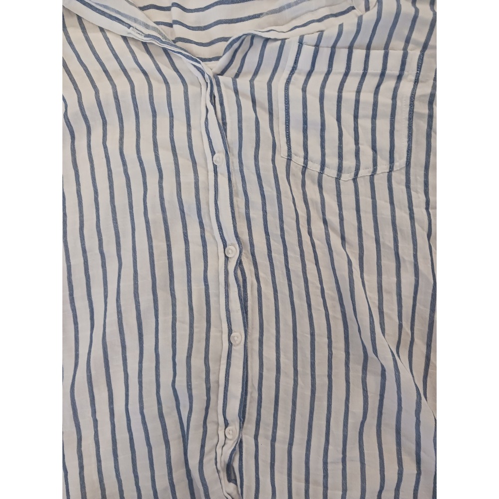 Lucky Brand Womens XL Blue White Striped Button Down Long Sleeve Shirt Top - Picture 5 of 5